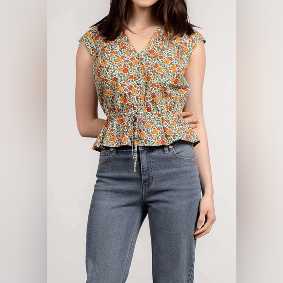 Mauby Gathered Peplum Top in Alhambra Floral Size: Small (S) - Picture 2 of 16